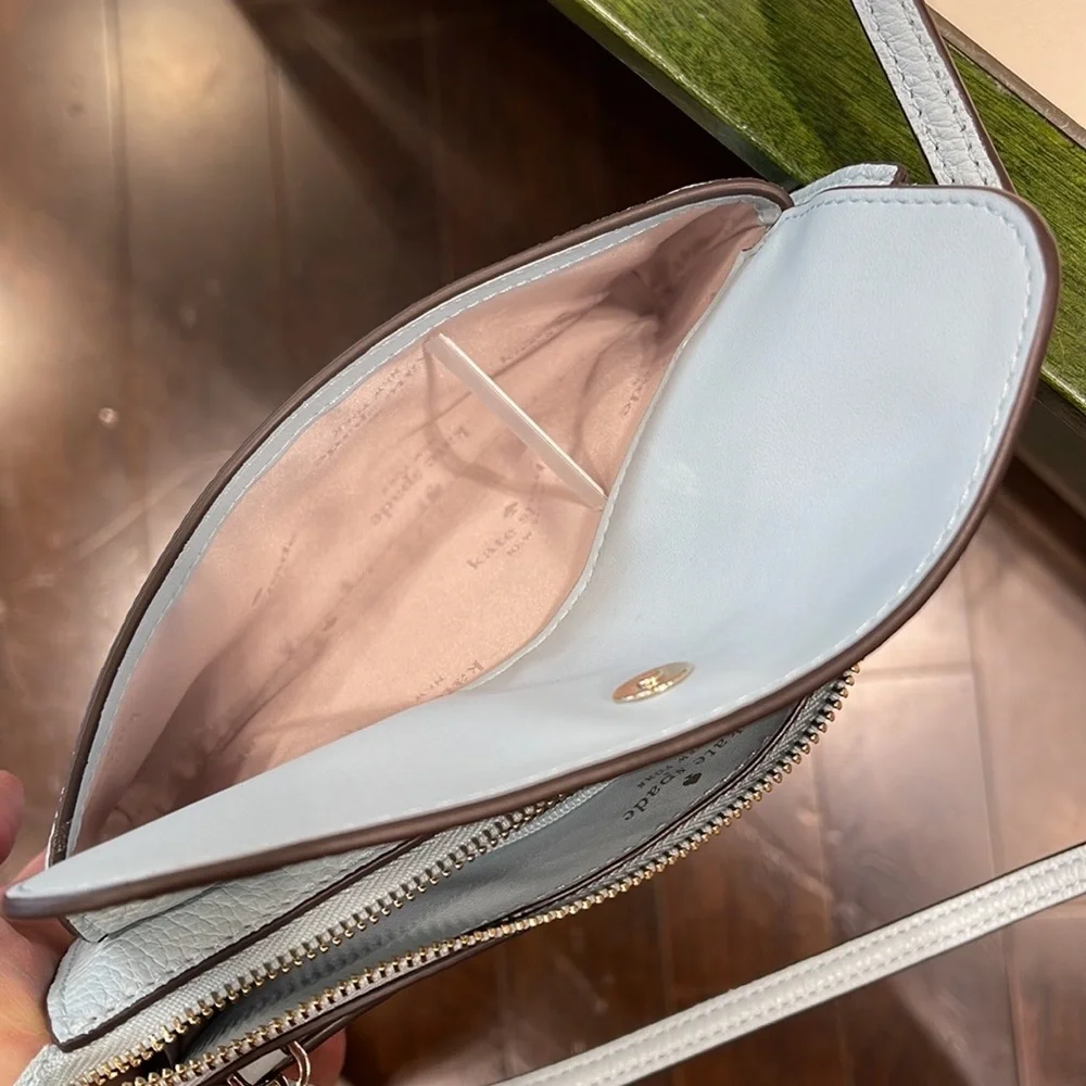 NWT Kate Spade Leila Small Crossbody K8284 
Leather Dewy Blue 
NWT - Picture 9 of 16